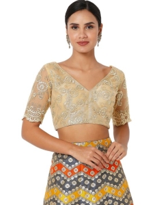 Gold Net Floral Embroidered Blouse