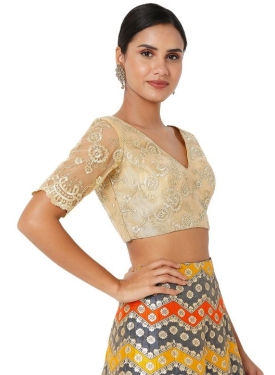 Gold Net Floral Embroidered Blouse