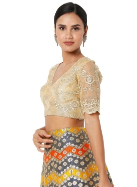 Gold Net Floral Embroidered Blouse