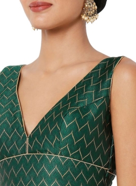 Green Zig Zag Designer Blouse