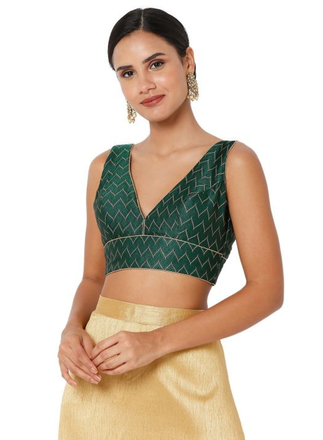 Green Zig Zag Designer Blouse