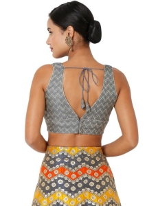 Grey Zig Zag Designer Blouse