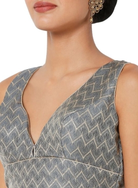 Grey Zig Zag Designer Blouse