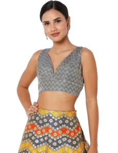 Grey Zig Zag Designer Blouse
