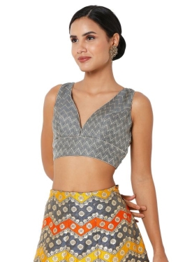 Grey Zig Zag Designer Blouse
