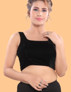 Black Velvet Square Neck Blouse