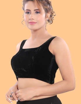 Black Velvet Square Neck Blouse