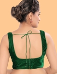 Green Velvet Square Neck Blouse