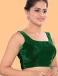 Green Velvet Square Neck Blouse
