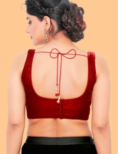 Maroon Velvet Square Neck Blouse