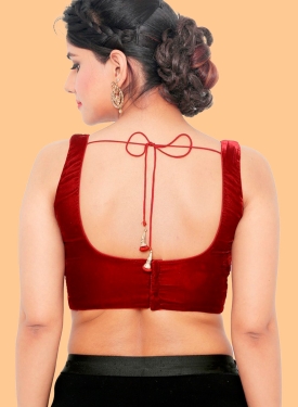 Maroon Velvet Square Neck Blouse