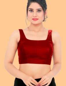 Maroon Velvet Square Neck Blouse