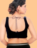 Navy Blue Velvet Sleeveless Blouse