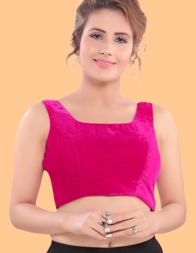 Pink Velvet Square Neck Blouse