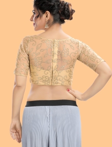Gold Embroidered Round Neckline Blouse