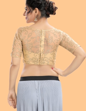 Gold Embroidered Round Neckline Blouse