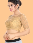 Gold Embroidered Round Neckline Blouse