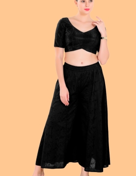 Art silk Black V Neck Blouse