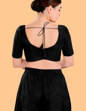 Art silk Black V Neck Blouse