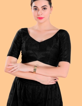 Art silk Black V Neck Blouse