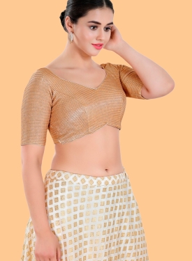  Art Silk Copper V Neck Blouse