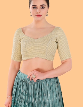 Gold Art Silk Round Neck Blouse