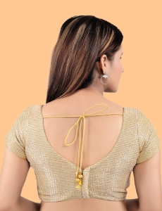 Gold Art silk V Neck Blouse