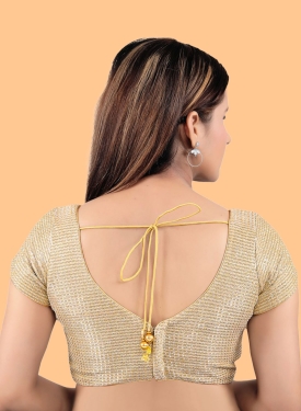 Gold Art silk V Neck Blouse