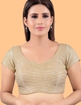 Gold Art silk V Neck Blouse