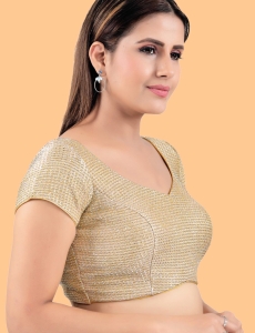 Gold Art silk V Neck Blouse