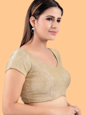 Gold Art silk V Neck Blouse