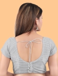V Neck Metallic Silver Blouse