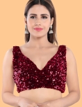 Maroon Sequin Embroidered Blouse