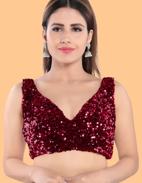 Maroon Sequin Embroidered Blouse