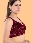 Maroon Sequin Embroidered Blouse