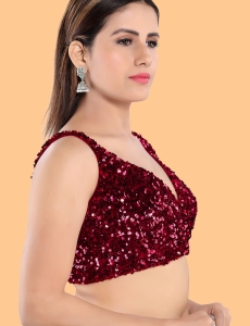 Maroon Sequin Embroidered Blouse