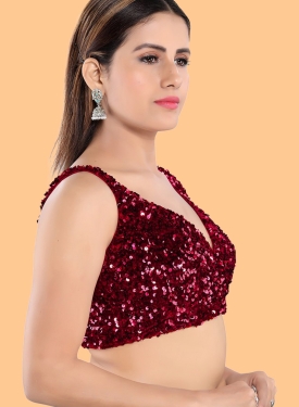 Maroon Sequin Embroidered Blouse