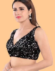  Silver Sequin Embroidered Blouse