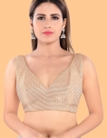 Copper Art Silk V Neck Sleeveless Blouse