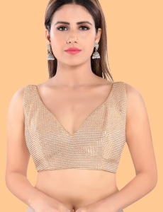 Copper Art Silk V Neck Sleeveless Blouse