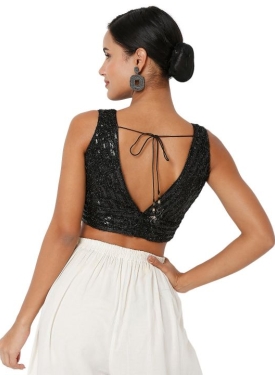 Black Sequin Work Fancy Blouse 