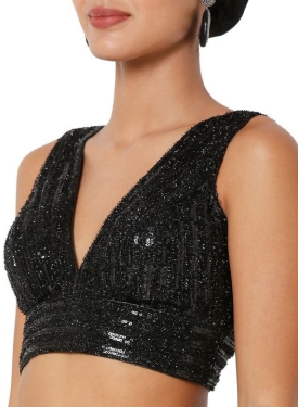 Black Sequin Work Fancy Blouse 
