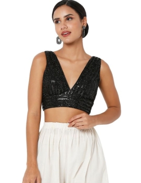 Black Sequin Work Fancy Blouse 