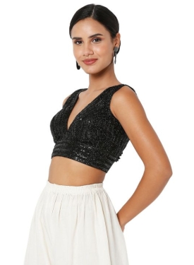 Black Sequin Work Fancy Blouse 