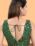 Green Art Silk Floral Embroidered Blouse