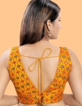 Mustard Art Silk Floral Embroidered Blouse 