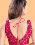 Pink Art Silk Floral Embroidered Blouse 